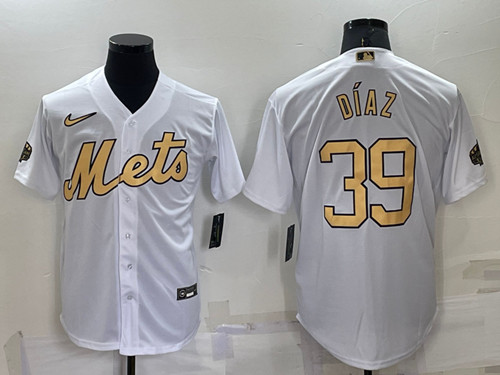 Men's New York Mets #39 Edwin Díaz 2022 All-Star White Cool Base Stitched Baseball Jersey
